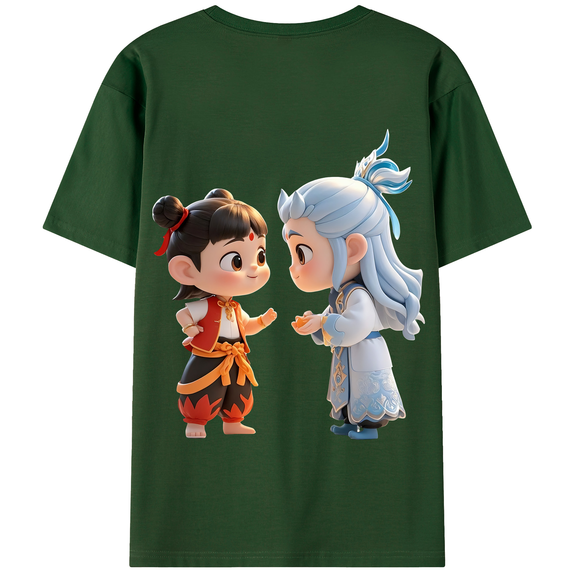 （画像用） Ne Zha 2 ナタ 魔童の大暴れ 綿100％半袖Tシャツ（背面プリント）